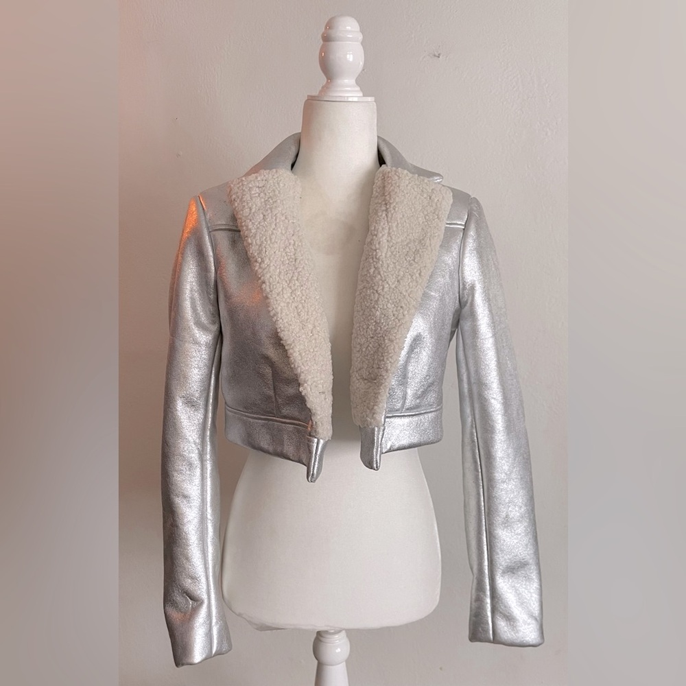 Silver Shearling-Lined Women's Jacket